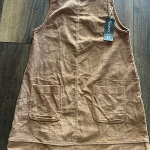 NWT Hooever Corduroy Pinafore Jumper Dress - Brown/Tan - Size M